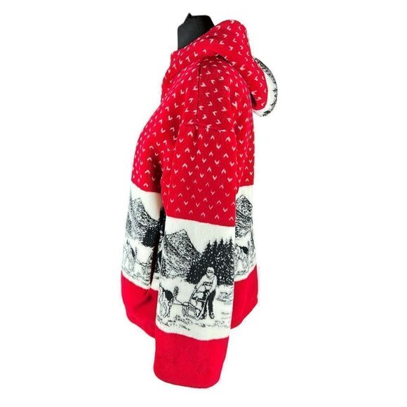 Vintage Denali Coat Womens Large Red Reversible Forrest Wolf Jacket sledding - Picture 6 of 10